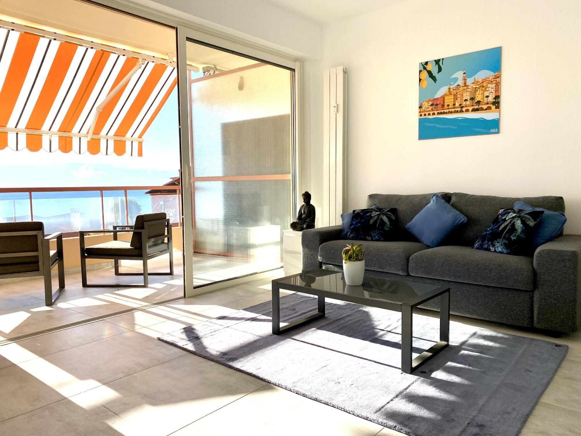 Le Vigia-Vue Mer-Terrasse-Climatisation-Parking Menton Szoba fotó